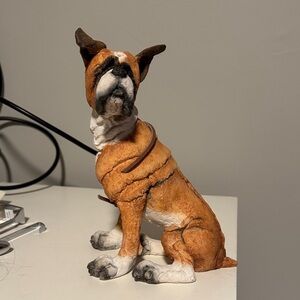Brown and White Boxer Dog Figurine Decorative Statue #70013